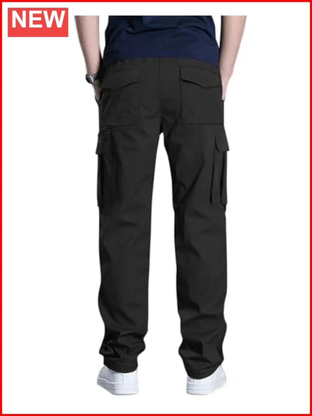 Men's Cargo Pants Stretch Sweatpants Elastic Drawstring Casual Workout Joggers
